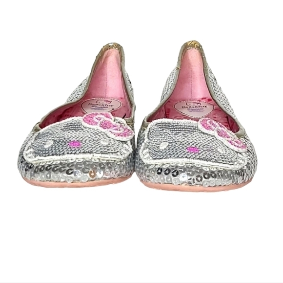 Hello Kitty Silver Sequinned Flat Loafers size 6 Vintage Pink Babydoll Dress XS - Picture 8 of 15